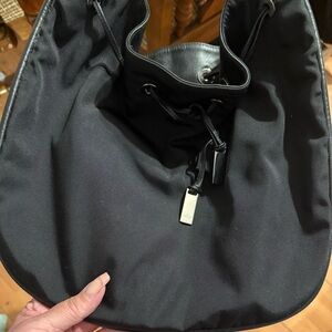 Gucci Black Textured Tote with Silver Accents